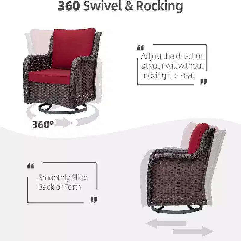 Ensemble bistrot GustoWave 3 pièces en osier pour l'extérieur, idéal pour le jardin, la véranda, la terrasse, le balcon, le patio