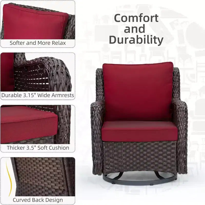 Ensemble bistrot GustoWave 3 pièces en osier pour l'extérieur, idéal pour le jardin, la véranda, la terrasse, le balcon, le patio