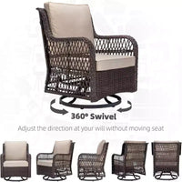 Ensemble bistrot GustoWave 3 pièces en osier pour l'extérieur, idéal pour le jardin, la véranda, la terrasse, le balcon, le patio