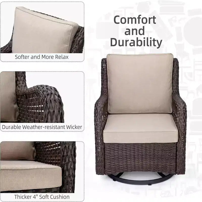 Ensemble bistrot GustoWave 3 pièces en osier pour l'extérieur, idéal pour le jardin, la véranda, la terrasse, le balcon, le patio