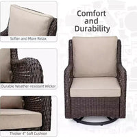 Ensemble bistrot GustoWave 3 pièces en osier pour l'extérieur, idéal pour le jardin, la véranda, la terrasse, le balcon, le patio