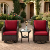 Ensemble bistrot GustoWave 3 pièces en osier pour l'extérieur, idéal pour le jardin, la véranda, la terrasse, le balcon, le patio