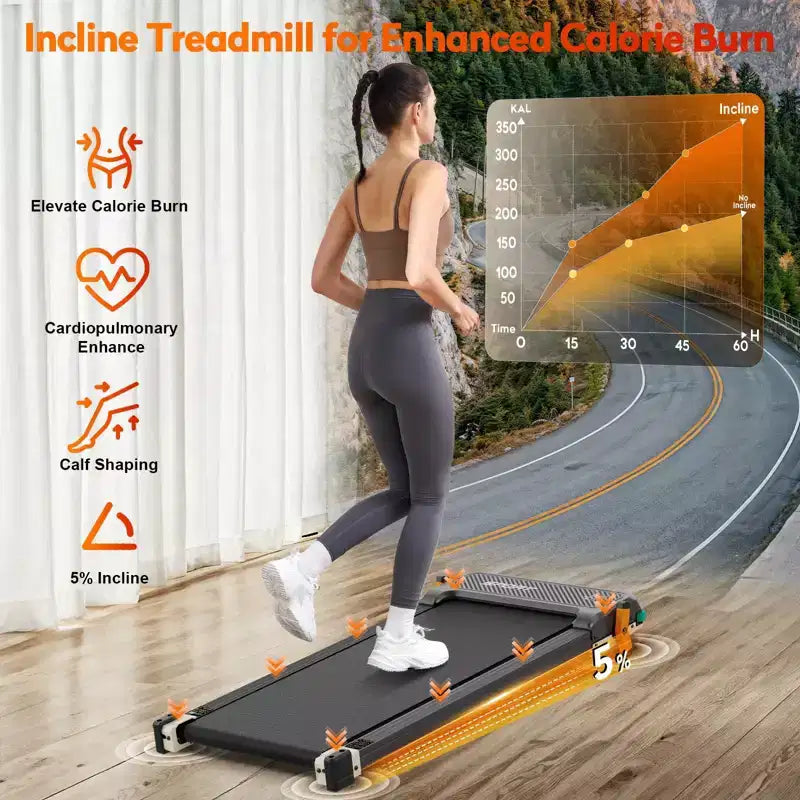 Akluer Tapis de marche avec inclinaison, tapis de course sous le bureau 2-en-1 et masseur de pieds shiatsu, tapis roulant portable silencieux 2.5HP pour la maison et le bureau avec écran LED