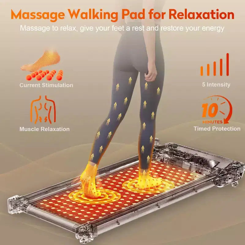 Akluer Tapis de marche avec inclinaison, tapis de course sous le bureau 2-en-1 et masseur de pieds shiatsu, tapis roulant portable silencieux 2.5HP pour la maison et le bureau avec écran LED