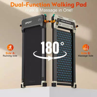Akluer Tapis de marche avec inclinaison, tapis de course sous le bureau 2-en-1 et masseur de pieds shiatsu, tapis roulant portable silencieux 2.5HP pour la maison et le bureau avec écran LED
