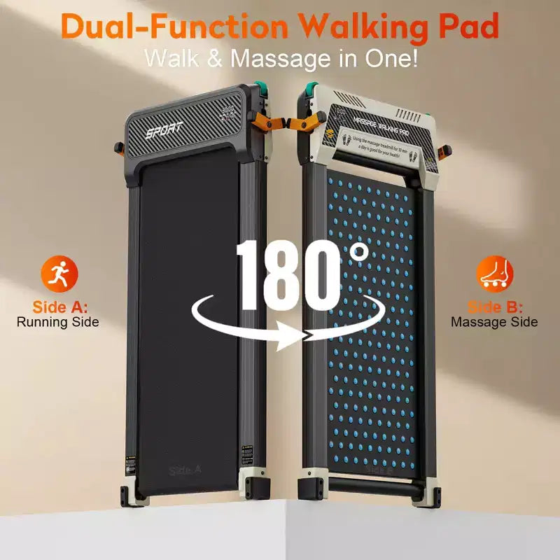 Akluer Tapis de marche avec inclinaison, tapis de course sous le bureau 2-en-1 et masseur de pieds shiatsu, tapis roulant portable silencieux 2.5HP pour la maison et le bureau avec écran LED