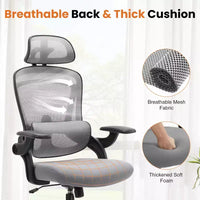 Chaise de bureau Bestier avec support lombaire et appui-tête réglables, chaise d'ordinateur en maille confortable avec accoudoirs relevables souples, chaise de jeu à hauteur réglable