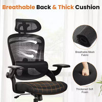 Chaise de bureau Bestier avec support lombaire et appui-tête réglables, chaise d'ordinateur en maille confortable avec accoudoirs relevables souples, chaise de jeu à hauteur réglable