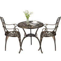 Ensemble bistrot 3 pièces TROPOW, Table et 2 chaises de bistrot d'extérieur, Ensemble bistrot de jardin en fonte d'aluminium résistant à la rouille pour toutes les saisons avec parasol