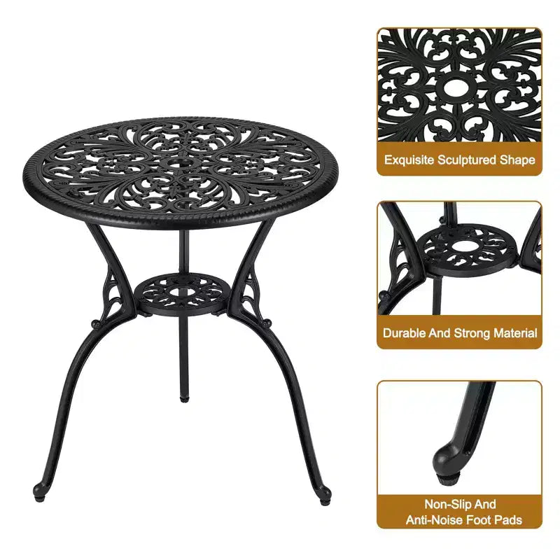 Ensemble bistrot 3 pièces TROPOW, Table et 2 chaises de bistrot d'extérieur, Ensemble bistrot de jardin en fonte d'aluminium résistant à la rouille pour toutes les saisons avec parasol
