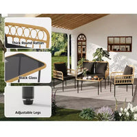 Ensemble de conversation de patio d'extérieur GustoWave 4 pièces avec table basse et coussins épais pour petit balcon, jardin ou cour