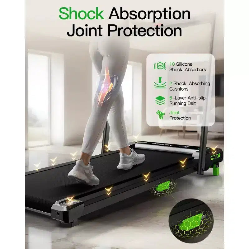 Tapis de course Akluer 2-en-1 avec inclinaison, tapis de course sous le bureau de 2,5 CV avec télécommande, tapis de course compact et pliable pour le bureau à domicile avec écran LED