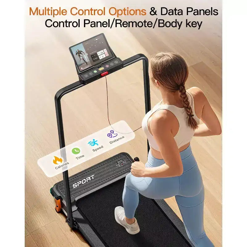 Tapis de marche Akluer avec inclinaison, tapis roulant 2-en-1 sous le bureau et masseur de pieds, tapis roulant silencieux de 2,5 CV avec accoudoir, télécommande d'affichage LED pour bureau à domicile