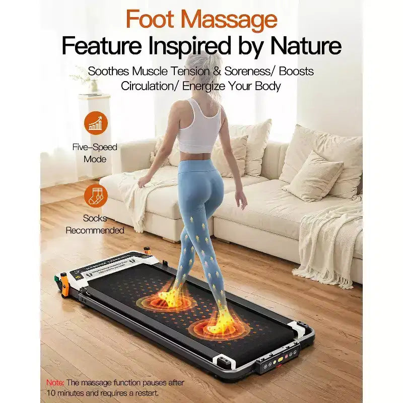 Tapis de marche Akluer avec inclinaison, tapis roulant 2-en-1 sous le bureau et masseur de pieds, tapis roulant silencieux de 2,5 CV avec accoudoir, télécommande d'affichage LED pour bureau à domicile