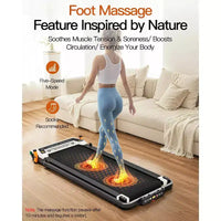 Tapis de marche Akluer avec inclinaison, tapis roulant 2-en-1 sous le bureau et masseur de pieds, tapis roulant silencieux de 2,5 CV avec accoudoir, télécommande d'affichage LED pour bureau à domicile