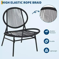 GustoWave Ensemble Bistro de Jardin 3 Pièces avec Table d'Appoint et 2 Chaises pour Balcon, Terrasse, Jardin, Noir