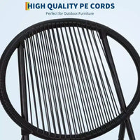 GustoWave Ensemble Bistro de Jardin 3 Pièces avec Table d'Appoint et 2 Chaises pour Balcon, Terrasse, Jardin, Noir