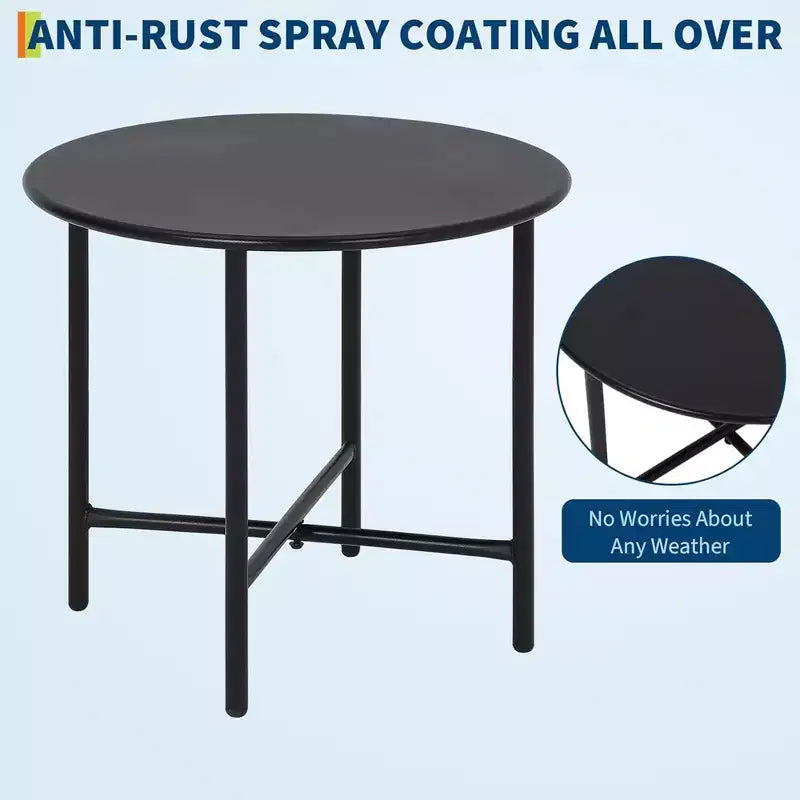GustoWave Ensemble Bistro de Jardin 3 Pièces avec Table d'Appoint et 2 Chaises pour Balcon, Terrasse, Jardin, Noir