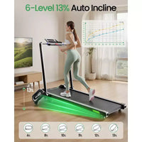 Tapis de marche pliable Akluer avec inclinaison automatique de 13 %, tapis roulant de bureau 2,5 CV avec guidon et télécommande, écran LED pour la course à pied à la maison ou au bureau