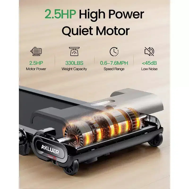 Tapis de marche pliable Akluer avec inclinaison automatique de 13 %, tapis roulant de bureau 2,5 CV avec guidon et télécommande, écran LED pour la course à pied à la maison ou au bureau