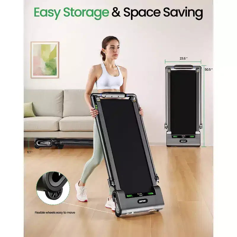 Tapis de marche pliable Akluer avec inclinaison automatique de 13 %, tapis roulant de bureau 2,5 CV avec guidon et télécommande, écran LED pour la course à pied à la maison ou au bureau