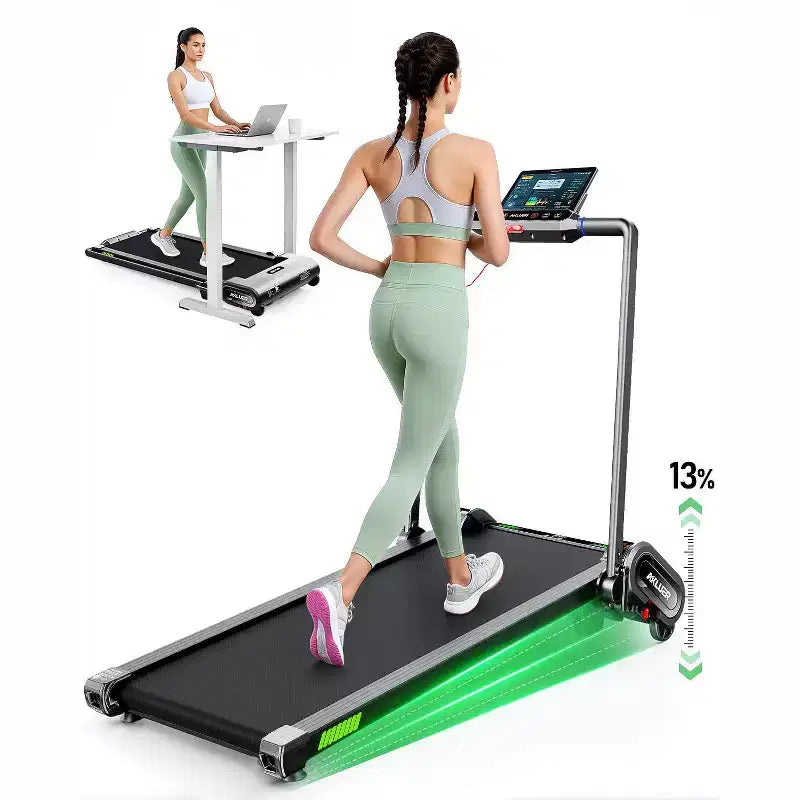 Tapis de marche pliable Akluer avec inclinaison automatique de 13 %, tapis roulant de bureau 2,5 CV avec guidon et télécommande, écran LED pour la course à pied à la maison ou au bureau