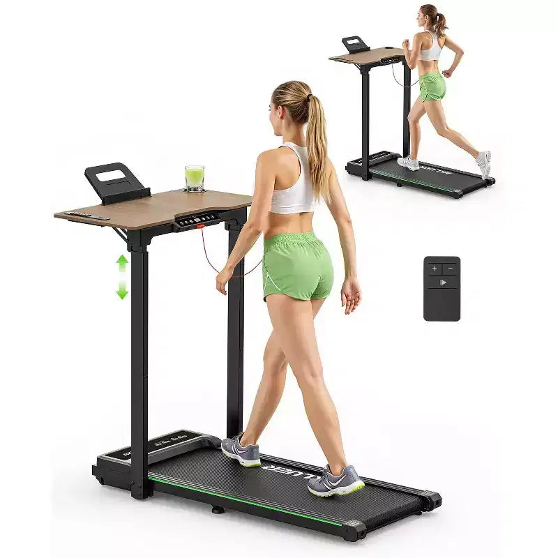 Tapis de course Akluer avec bureau réglable, tapis de course compact de 2,5 CV pour dessous de bureau avec télécommande, tapis de course pliable et silencieux pour bureau à domicile