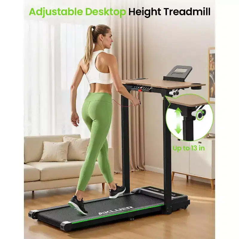 Tapis de course Akluer avec bureau réglable, tapis de course compact de 2,5 CV pour dessous de bureau avec télécommande, tapis de course pliable et silencieux pour bureau à domicile