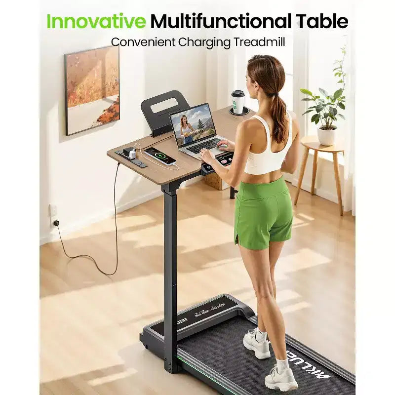 Tapis de course Akluer avec bureau réglable, tapis de course compact de 2,5 CV pour dessous de bureau avec télécommande, tapis de course pliable et silencieux pour bureau à domicile