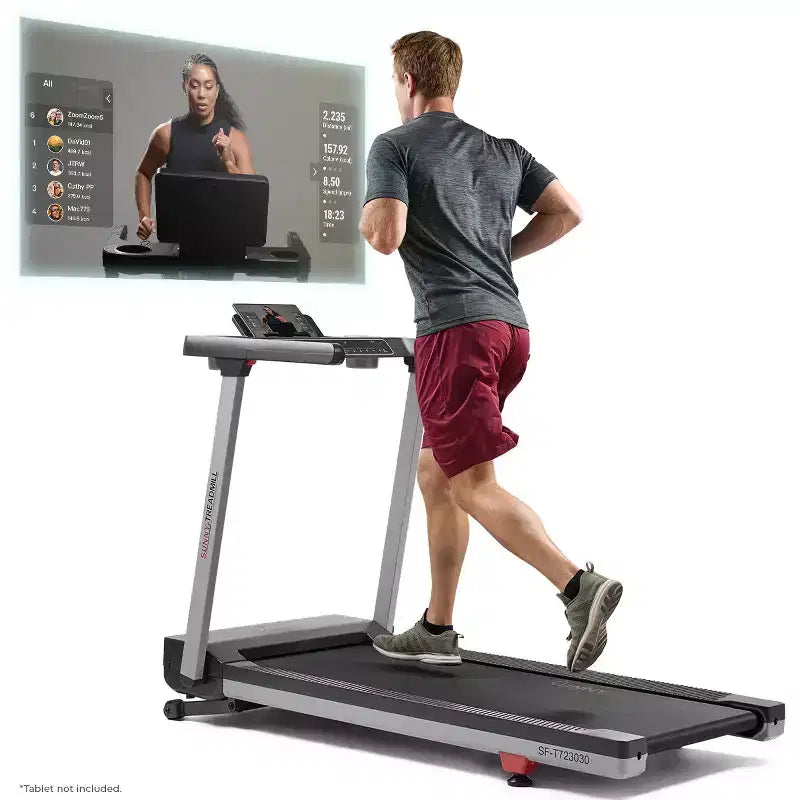 Tapis de course pliable intelligent Sunny Health & Fitness avec 15 niveaux d'inclinaison automatique, tapis de course large de 50 cm et connectivité Bluetooth via l'application SunnyFit