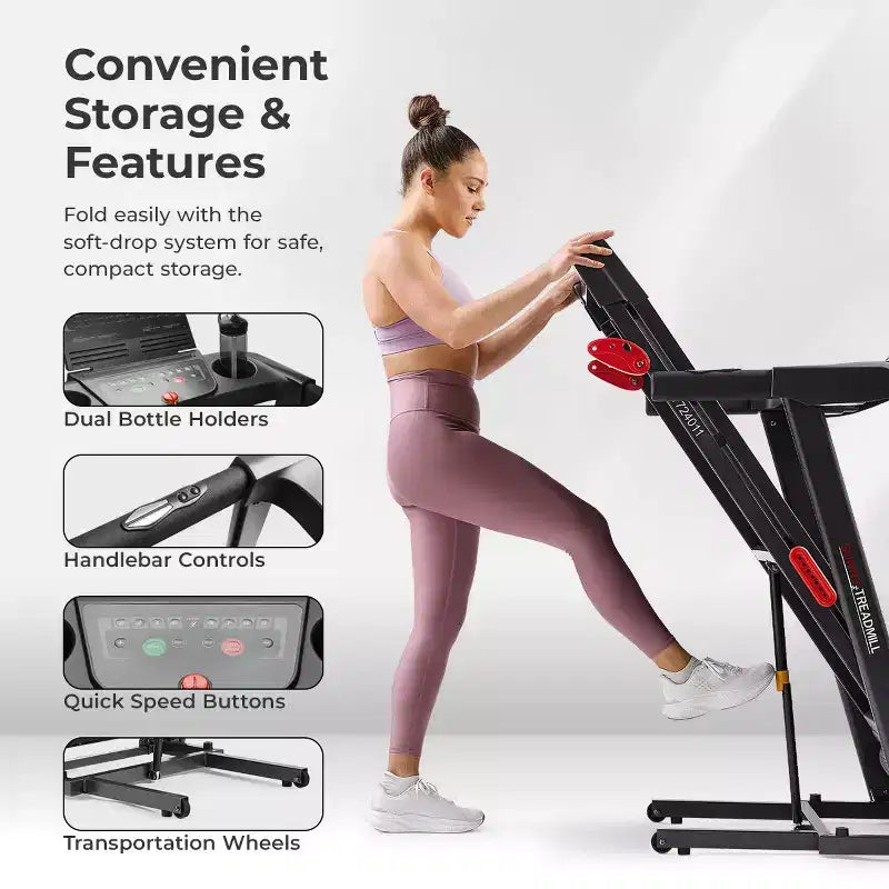 Sunny Health & Fitness Active 300 Tapis roulant intelligent avec Wi-Fi, inclinaison manuelle 3 niveaux, amortissement des chocs et connectivité App SunnyFit