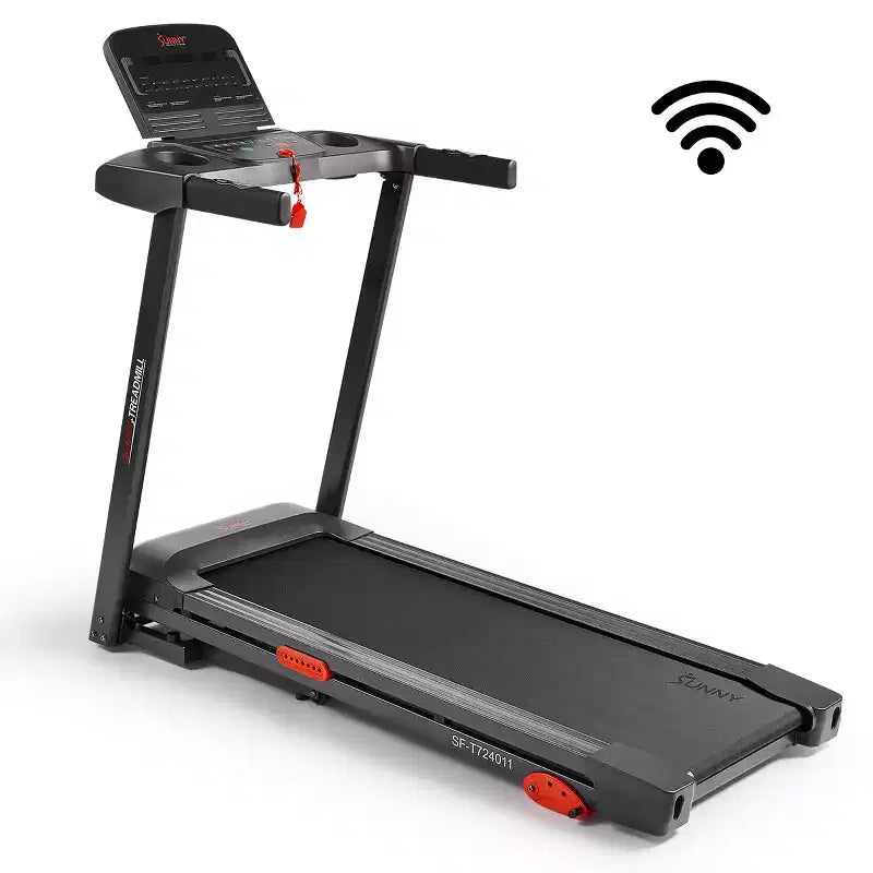 Sunny Health & Fitness Active 300 Tapis roulant intelligent avec Wi-Fi, inclinaison manuelle 3 niveaux, amortissement des chocs et connectivité App SunnyFit