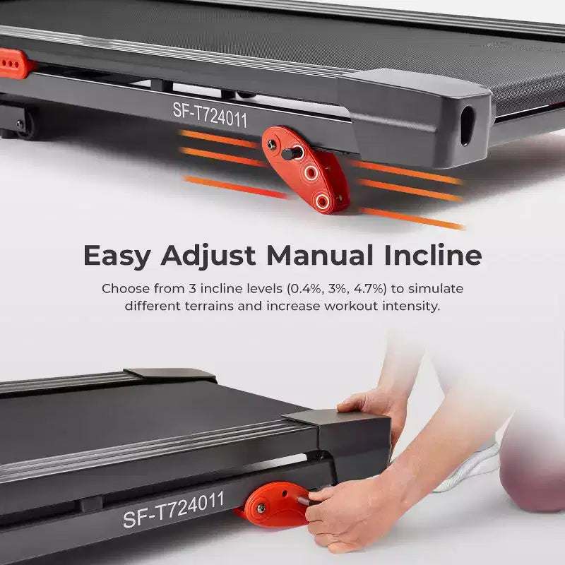 Sunny Health & Fitness Active 300 Tapis roulant intelligent avec Wi-Fi, inclinaison manuelle 3 niveaux, amortissement des chocs et connectivité App SunnyFit