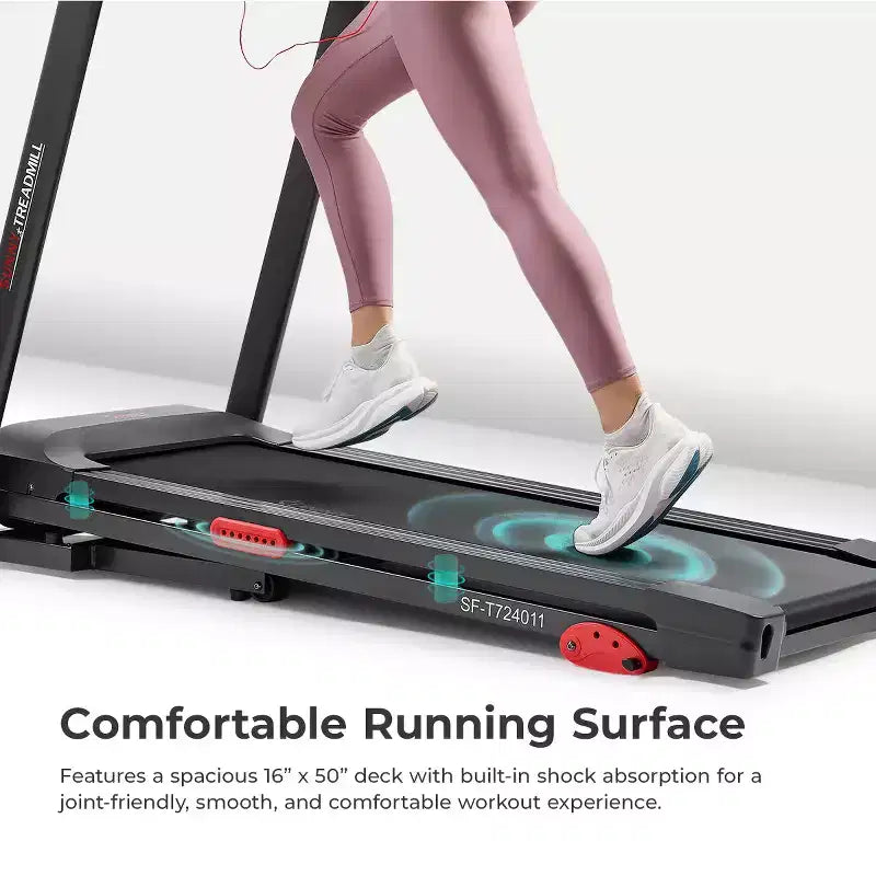 Sunny Health & Fitness Active 300 Tapis roulant intelligent avec Wi-Fi, inclinaison manuelle 3 niveaux, amortissement des chocs et connectivité App SunnyFit