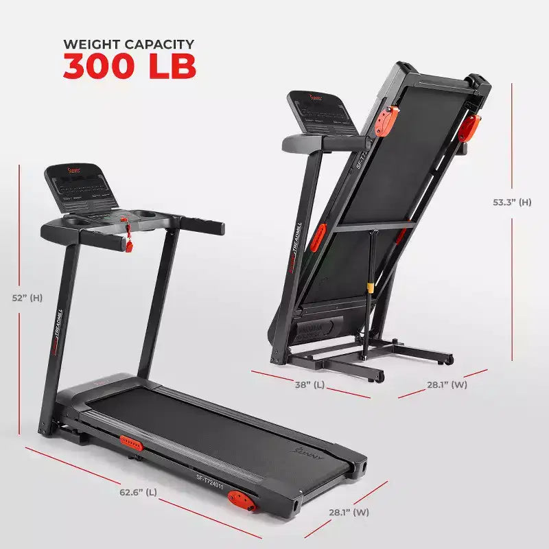 Sunny Health & Fitness Active 300 Tapis roulant intelligent avec Wi-Fi, inclinaison manuelle 3 niveaux, amortissement des chocs et connectivité App SunnyFit