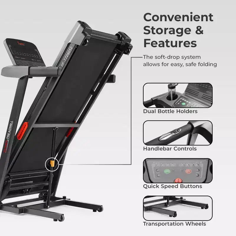 Sunny Health & Fitness Active 400 Tapis roulant intelligent à inclinaison automatique avec WiFi, Bluetooth, 15 niveaux d'inclinaison et plateforme de course à amortissement des chocs