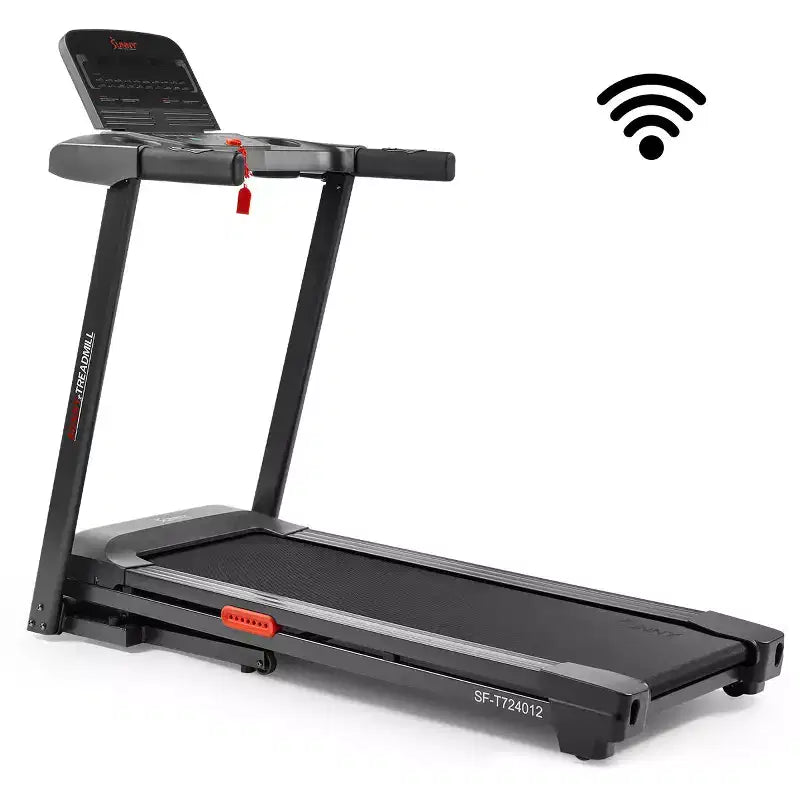 Sunny Health & Fitness Active 400 Tapis roulant intelligent à inclinaison automatique avec WiFi, Bluetooth, 15 niveaux d'inclinaison et plateforme de course à amortissement des chocs