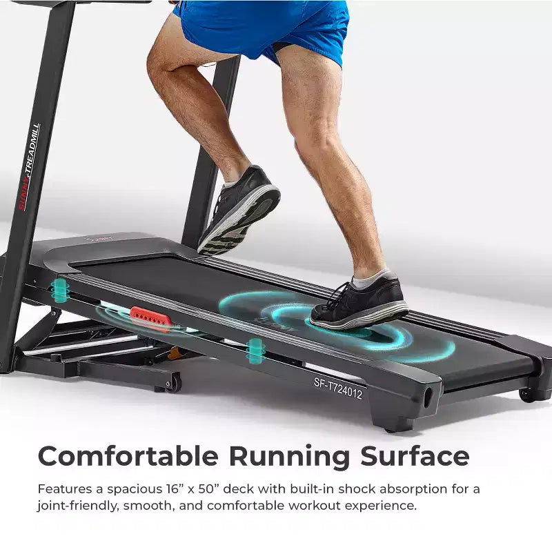Sunny Health & Fitness Active 400 Tapis roulant intelligent à inclinaison automatique avec WiFi, Bluetooth, 15 niveaux d'inclinaison et plateforme de course à amortissement des chocs