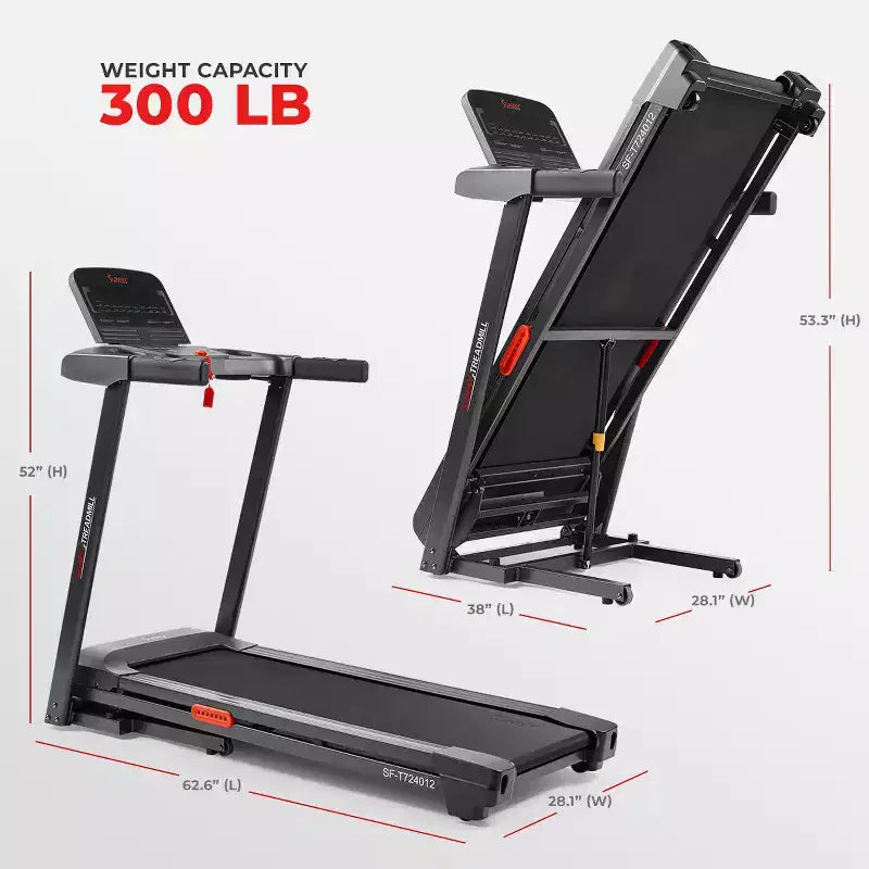 Sunny Health & Fitness Active 400 Tapis roulant intelligent à inclinaison automatique avec WiFi, Bluetooth, 15 niveaux d'inclinaison et plateforme de course à amortissement des chocs