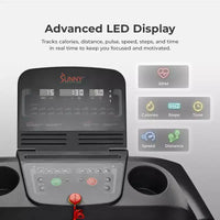 Sunny Health & Fitness Active 400 Tapis roulant intelligent à inclinaison automatique avec WiFi, Bluetooth, 15 niveaux d'inclinaison et plateforme de course à amortissement des chocs