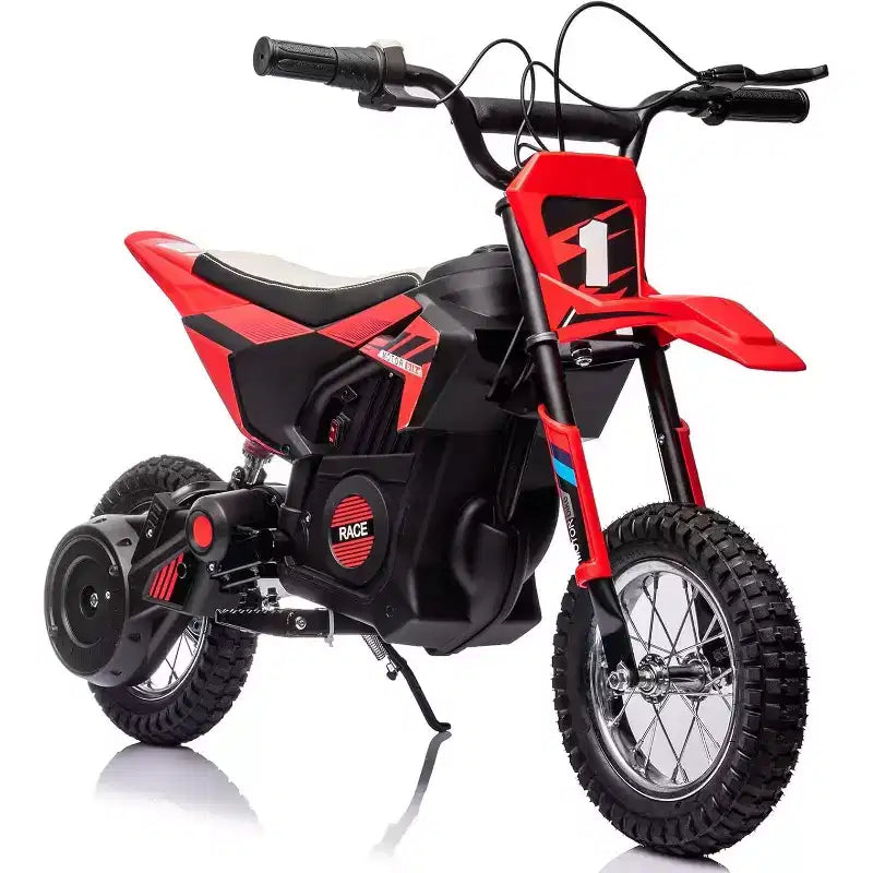 Moto électrique tout-terrain 24V pour enfants, moteur 250W, vitesse rapide 21,9 km/h, Dirt Bike Motocross, siège en cuir, pour enfant, Rouge