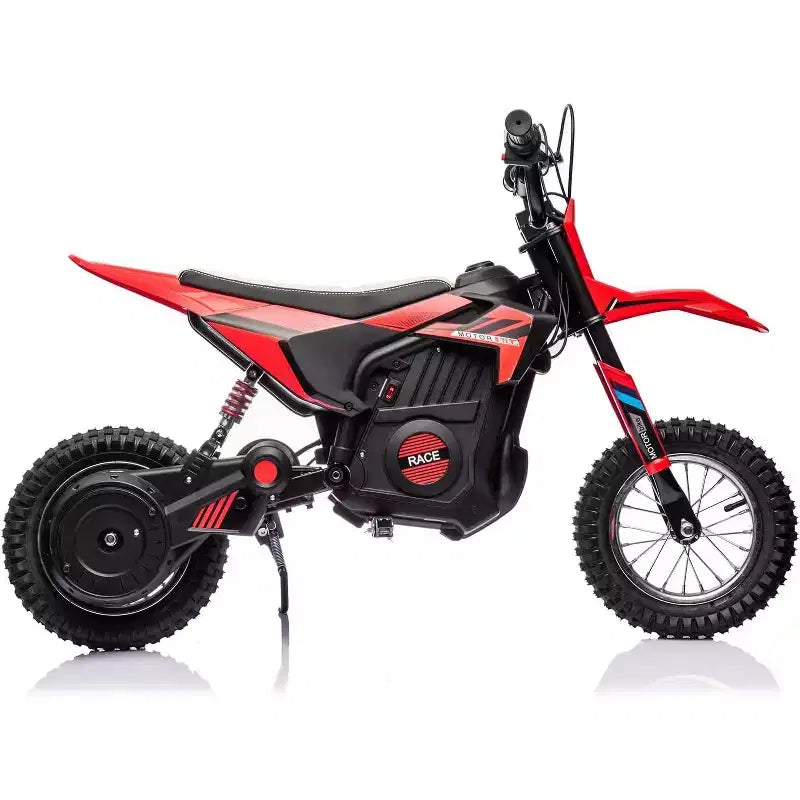Moto électrique tout-terrain 24V pour enfants, moteur 250W, vitesse rapide 21,9 km/h, Dirt Bike Motocross, siège en cuir, pour enfant, Rouge