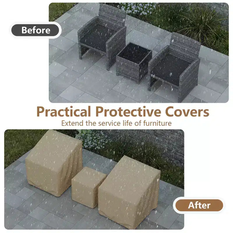 Costway Housses de mobilier de patio imperméables - Housses de conversation pour ensemble bistro 3 pièces