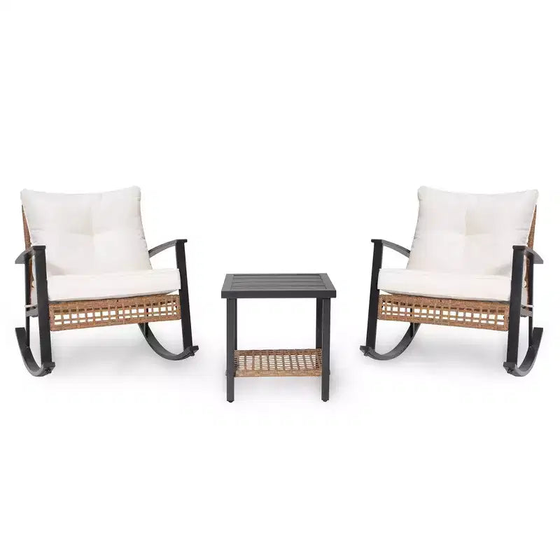 LAUSAINT HOME Ensemble Bistro 3 Pièces Balançoires en Rotin Surdimensionnées avec Coussins Épais pour Jardin