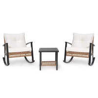 LAUSAINT HOME Ensemble Bistro 3 Pièces Balançoires en Rotin Surdimensionnées avec Coussins Épais pour Jardin