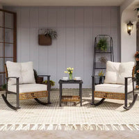 LAUSAINT HOME Ensemble Bistro 3 Pièces Balançoires en Rotin Surdimensionnées avec Coussins Épais pour Jardin