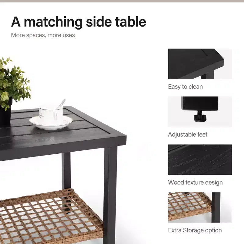 LAUSAINT HOME Ensemble Bistro 3 Pièces Balançoires en Rotin Surdimensionnées avec Coussins Épais pour Jardin