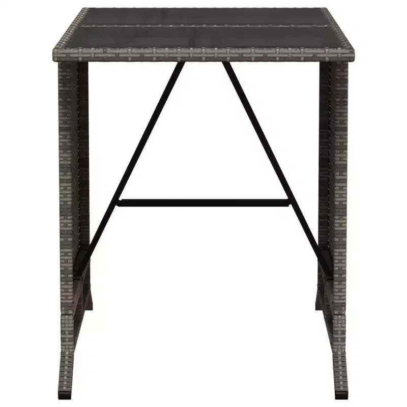 vidaXL Ensemble de bistrot 3 pièces en rotin synthétique avec coussins – Mobilier d'extérieur gris avec table en verre trempé et fauteuils confortables