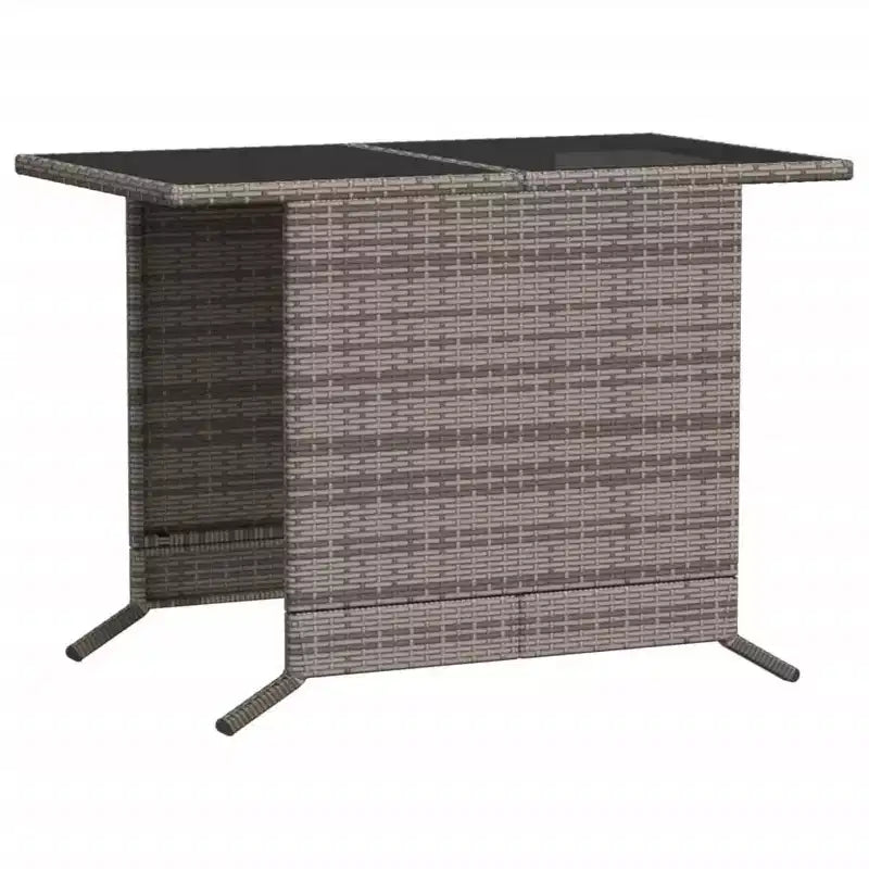 vidaXL Ensemble de bistrot 3 pièces en rotin synthétique avec coussins – Mobilier d'extérieur gris avec table en verre trempé et fauteuils confortables