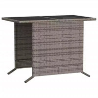 vidaXL Ensemble de bistrot 3 pièces en rotin synthétique avec coussins – Mobilier d'extérieur gris avec table en verre trempé et fauteuils confortables